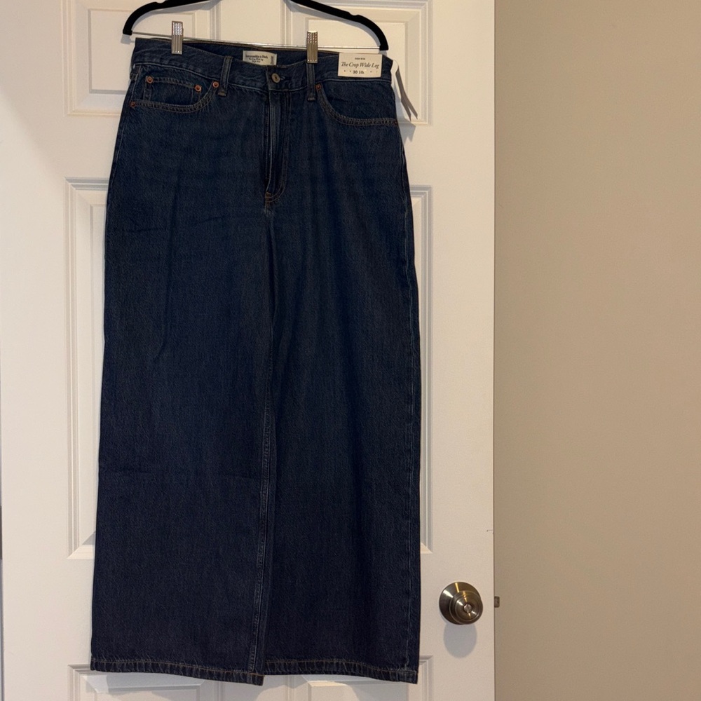 Abercrombie & Fitch Dark Blue Wide-Leg Denim jeans